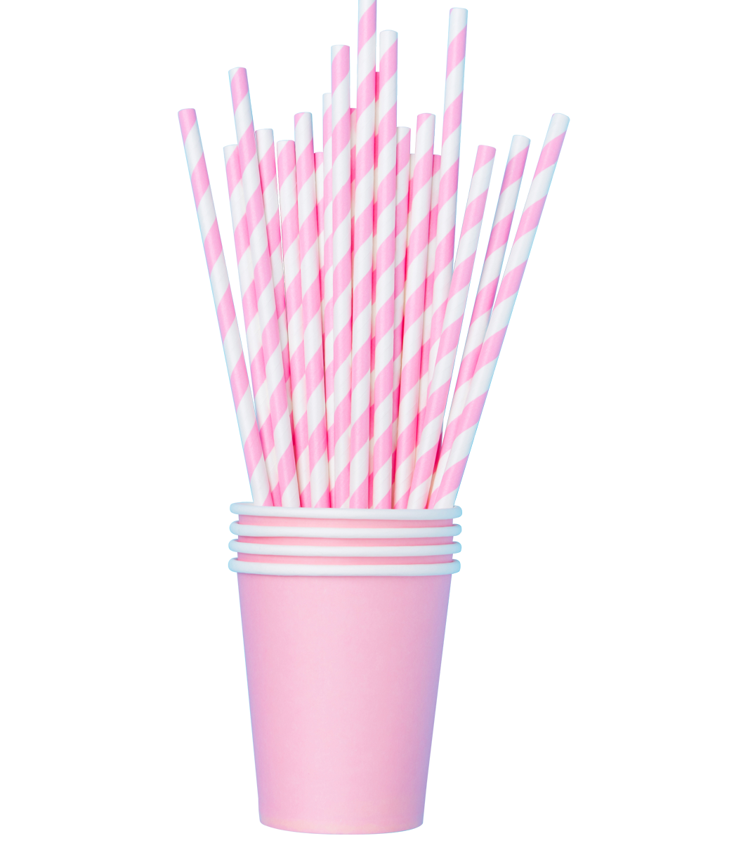 Pink Biodegradable Classic Twirl Straws x 20