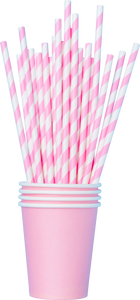 Pink Biodegradable Classic Twirl Straws x 20